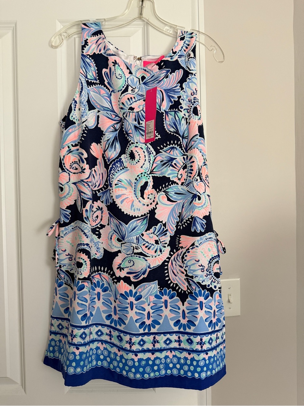 Lilly Pulitzer Navy Donna Romper with Pink & Light Blue Paisley